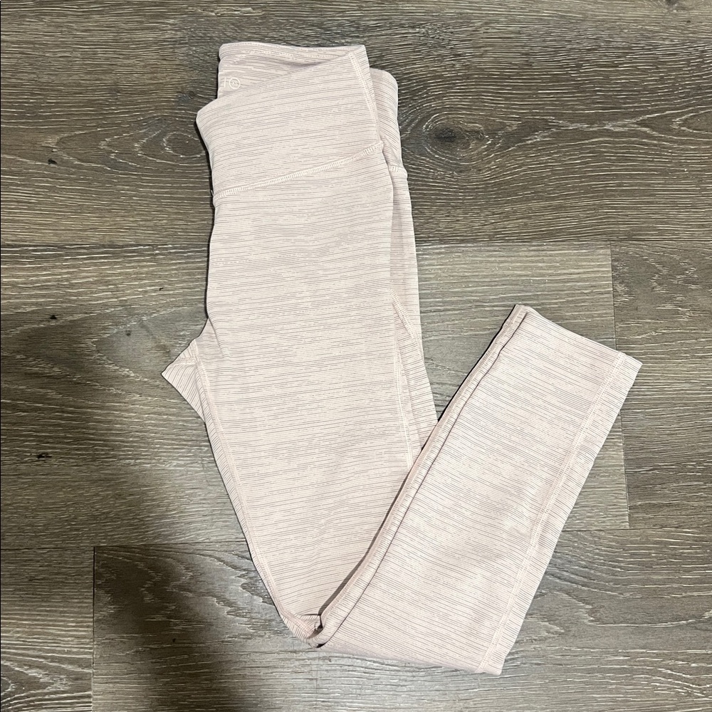 Outdoor‎ Voices 3/4 Warm Up Crop Leggings Pink Gray Stripe xsmall